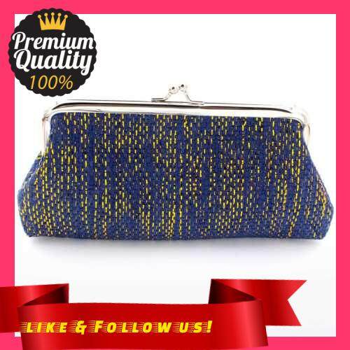 People\'s Choice Coin Purse Glitter Striped Pouch Kiss-lock Clasp Closure Change Purse Wallet (Blue)