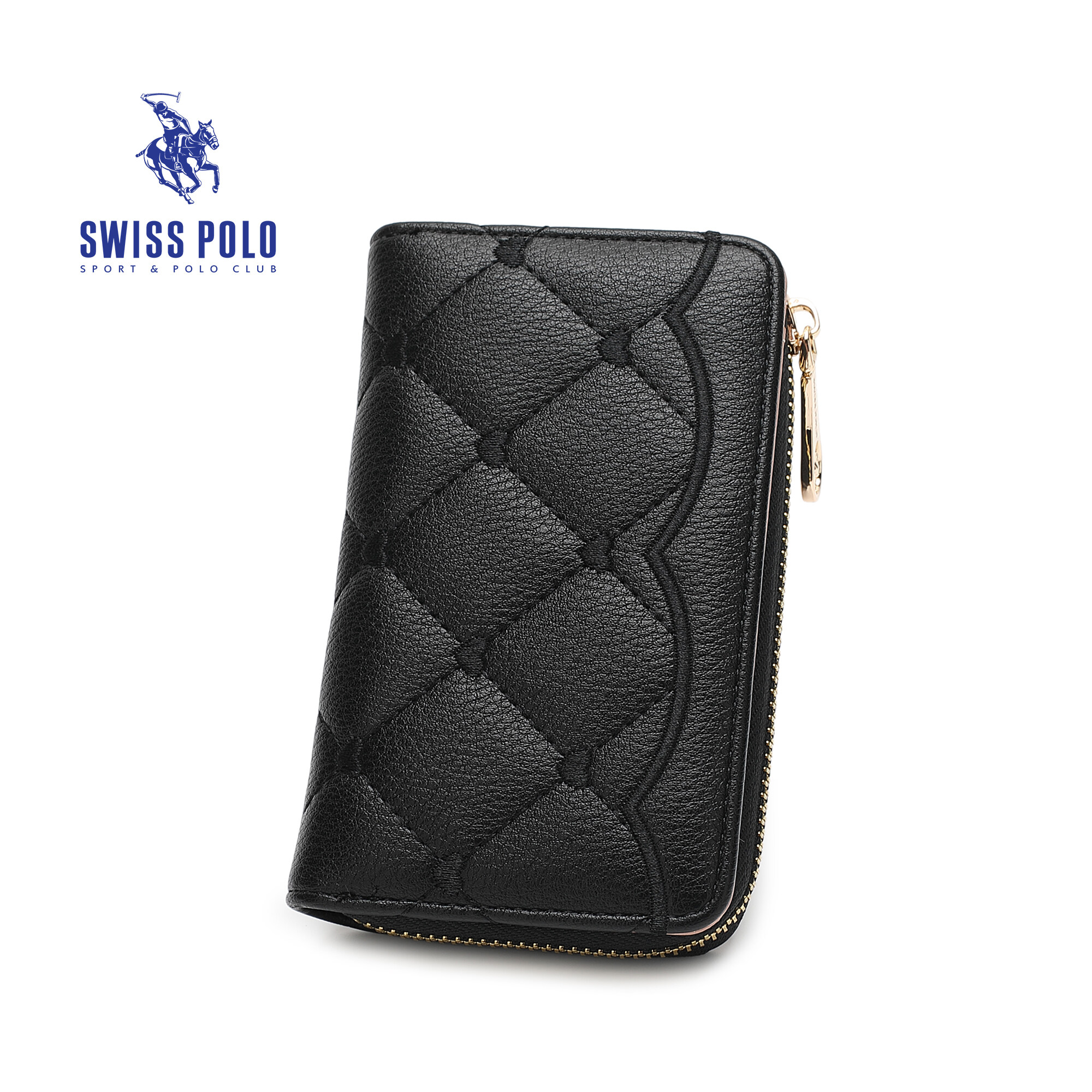 SWISS POLO Ladies Quilted Short Purse SLP 49-1 BLACK