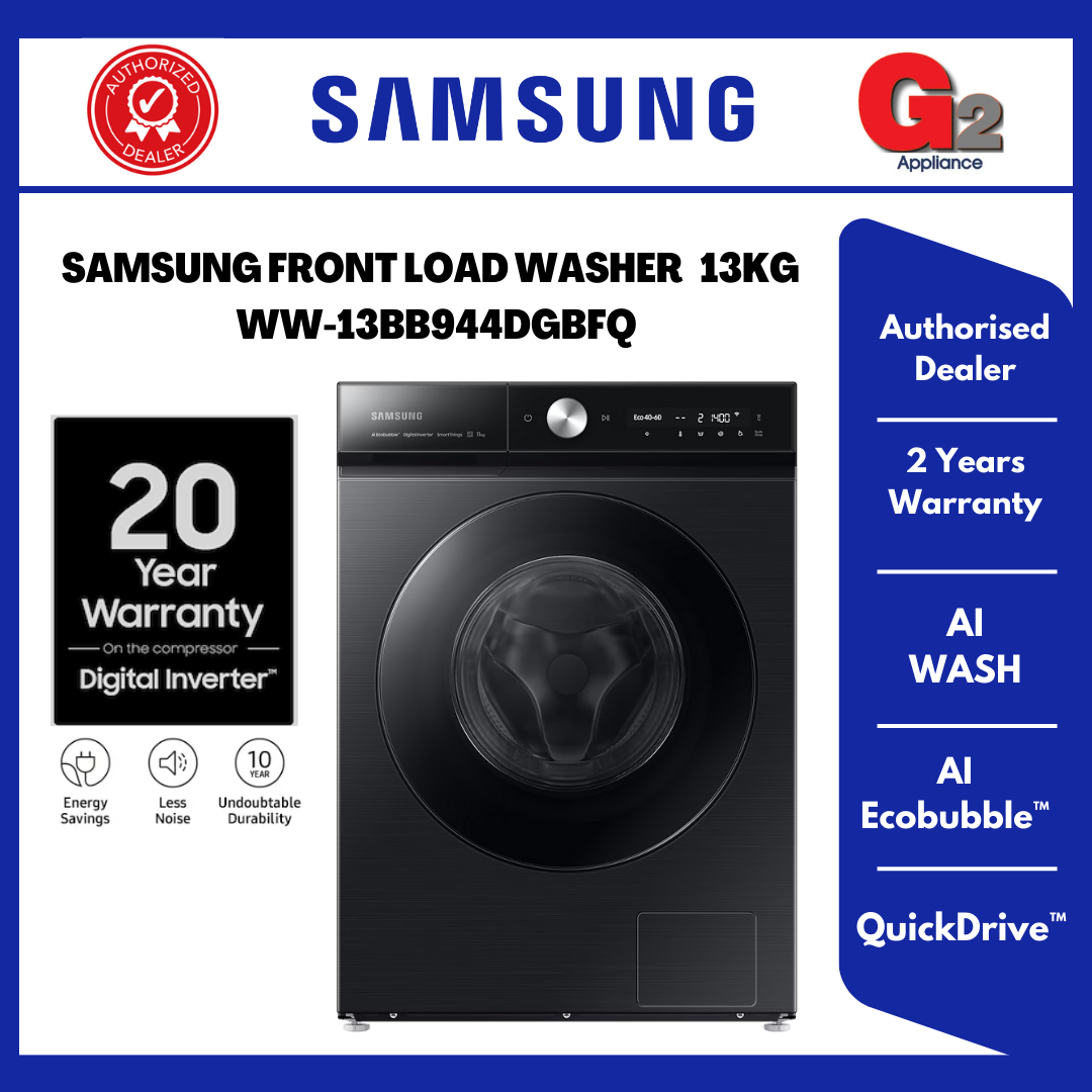Samsung (Ready Stock+Authorised Dealer) BESPOKE AI Front Load Washer 13kg WW-13BB944DGBFQ - Samsung Warranty Malaysia