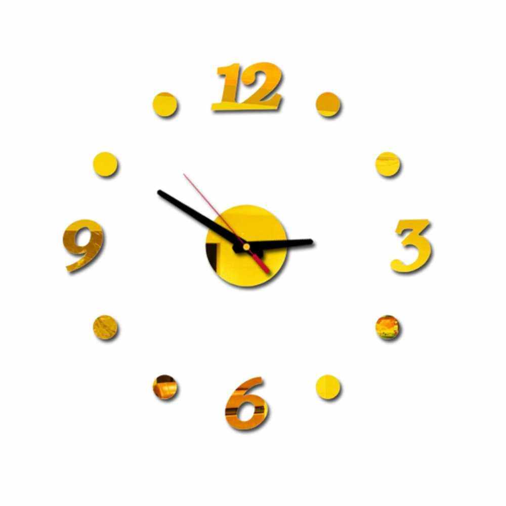 DIY Wall Clock Frameless Mute Wall Stickers 40 Diameter Modern Design Sticker for Living Room Home Kitchen Office Bedroom Decorations Gifts (Yellow)
