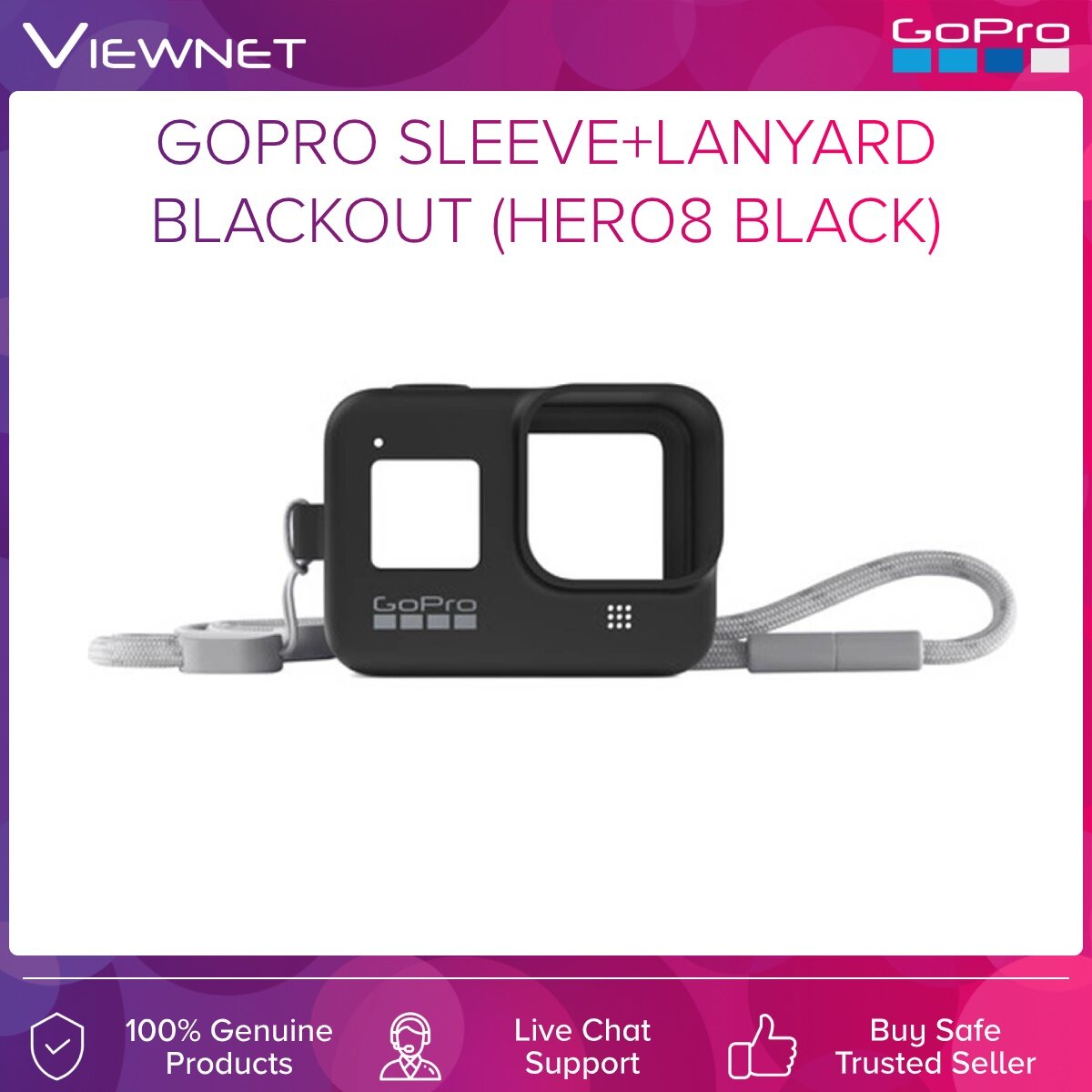 GoPro Silicone Sleeve and Adjustable Lanyard Kit for GoPro HERO8 BLACKOUT / WHITE HOT / BLUEBIRD / HYPER ORANGE / TURTLE GREEN