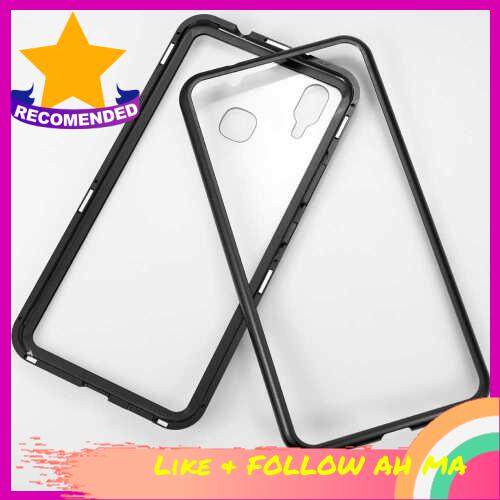 BEST SELLER Metal-rimmed Mobile Phone Case Hardened Glass Magnetic Adsorption Protection Smartphone Cover Bumper Luxury Aluminum Frame Cases for VIVO X21 (Black)
