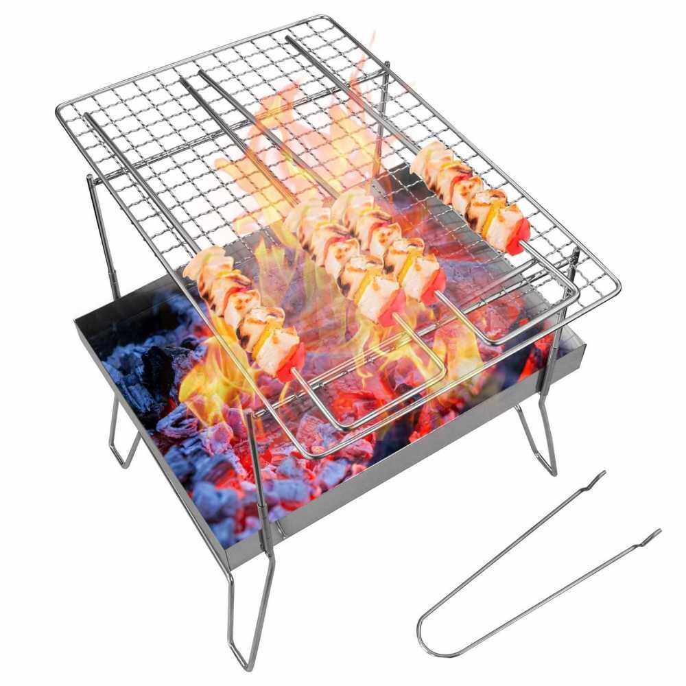 Outdoor Stainless Steel Grill Portable Barbecue Grid BBQ Grill Charcoal Grill for Outdoor Camping Picnic Home Park (B)