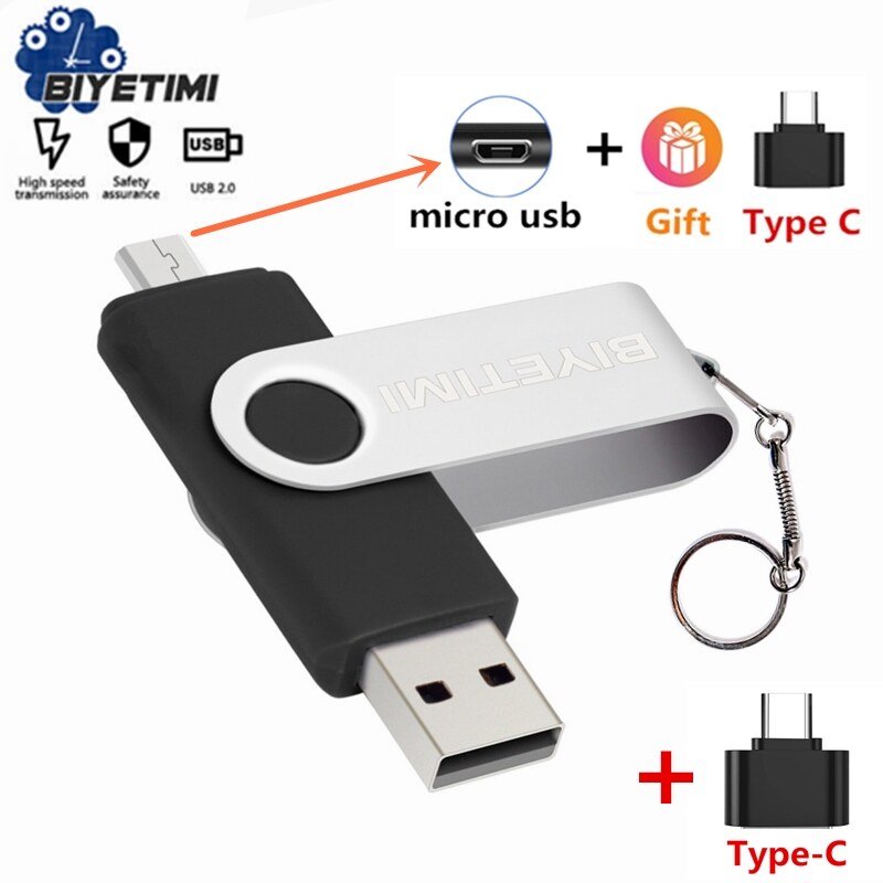 {Shirelle phụ kiện điện tử} Biyetimi Thẻ nhớ USB 64GB USB USB 2.0 Đa Chức Năng Pendrive 128GB ổ đĩa 