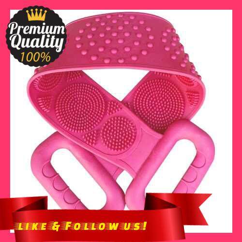 People\'s Choice Silicone Back Scrubber, Bath Shower Silicone Body Massage Brush Silicone Bath Towel Exfoliating Body Brush Belt, Cleaning Shower Strap, Double-Sided Washing Towel Scrubber for Men Women, 70cm (Pink)