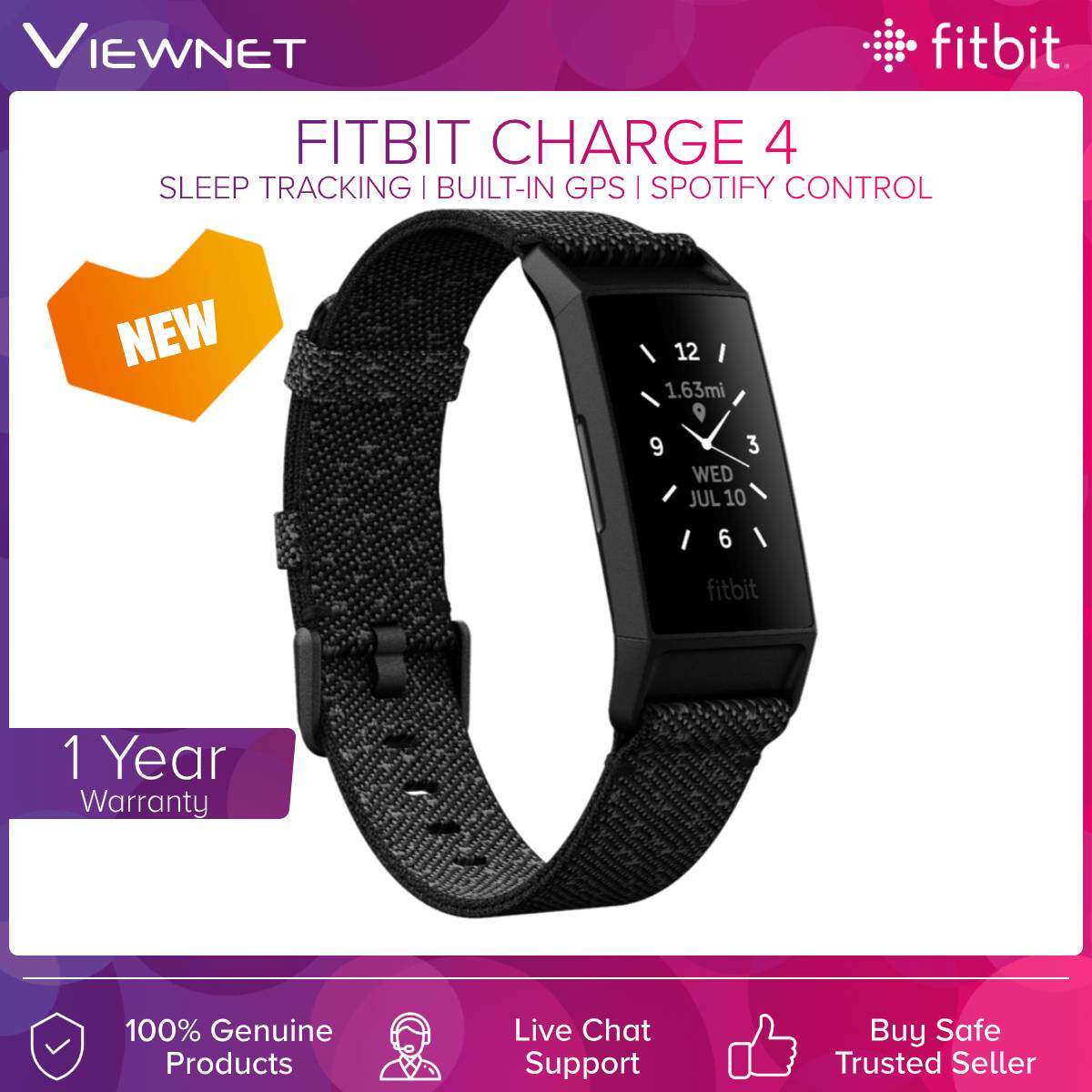 Fitbit Charge 4 Advanced Health & Fitness Tracker Smartwatch with Built-in GPS 24/7 Heart Rate Tracking