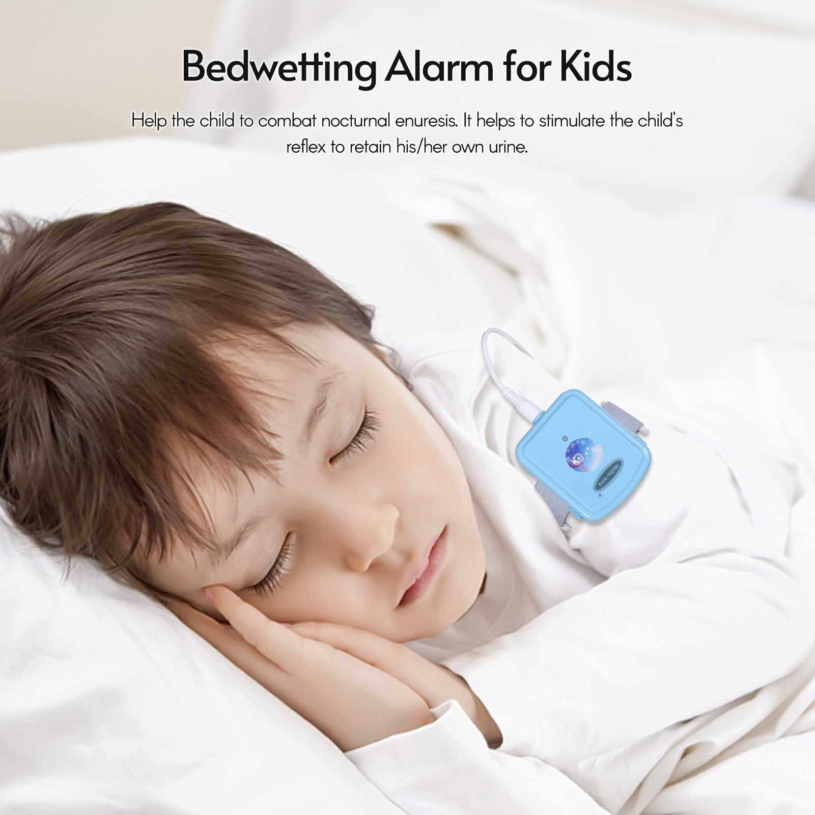 BEST SELLER Bedwetting Alarm Enuresis Alarm with Light Sound and Vibration 3 Modes Volume Music Control for Boys Girls Kids Children Adults (Light Blue)