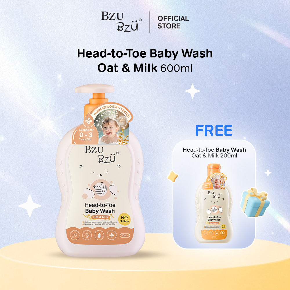 BZU BZU Head to Toe Baby Wash Oat & Milk (600ml) FREE Head to Toe Baby Wash - Oat & Milk (200ml)