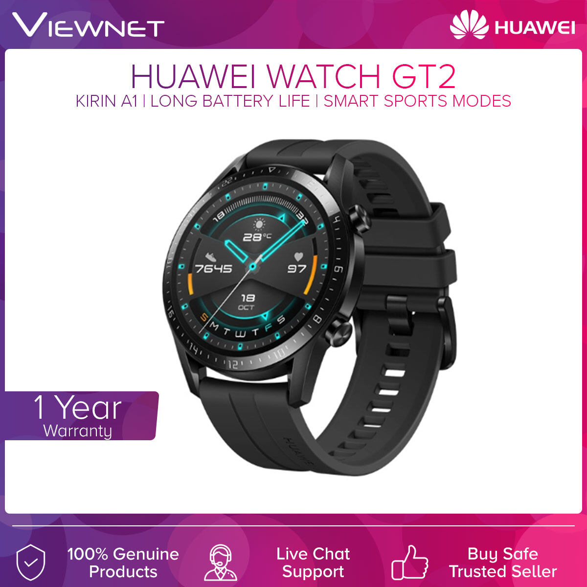 HUAWEI WATCH GT 3 46mm / 42mm Smartwatch with Durable Battery Life, All-Day SpO2 Monitoring, AI Running Coach, Accurate Heart Rate Monitoring, 100+ Workout Modes, Bluetooth Calling