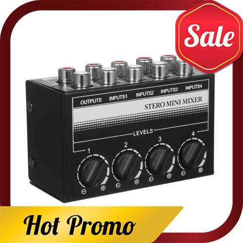 Mini Stereo 4 Channel Passive Mixer RCA Portable Audio Mixer 1 in 4 Out Stereo Distributor Volume Control, No Battery Required (Standard)