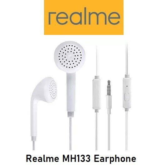 [Ready Stock ] Original Realme Earphone Realme MH133 Stereo Handsfree Headset With Mic And Control