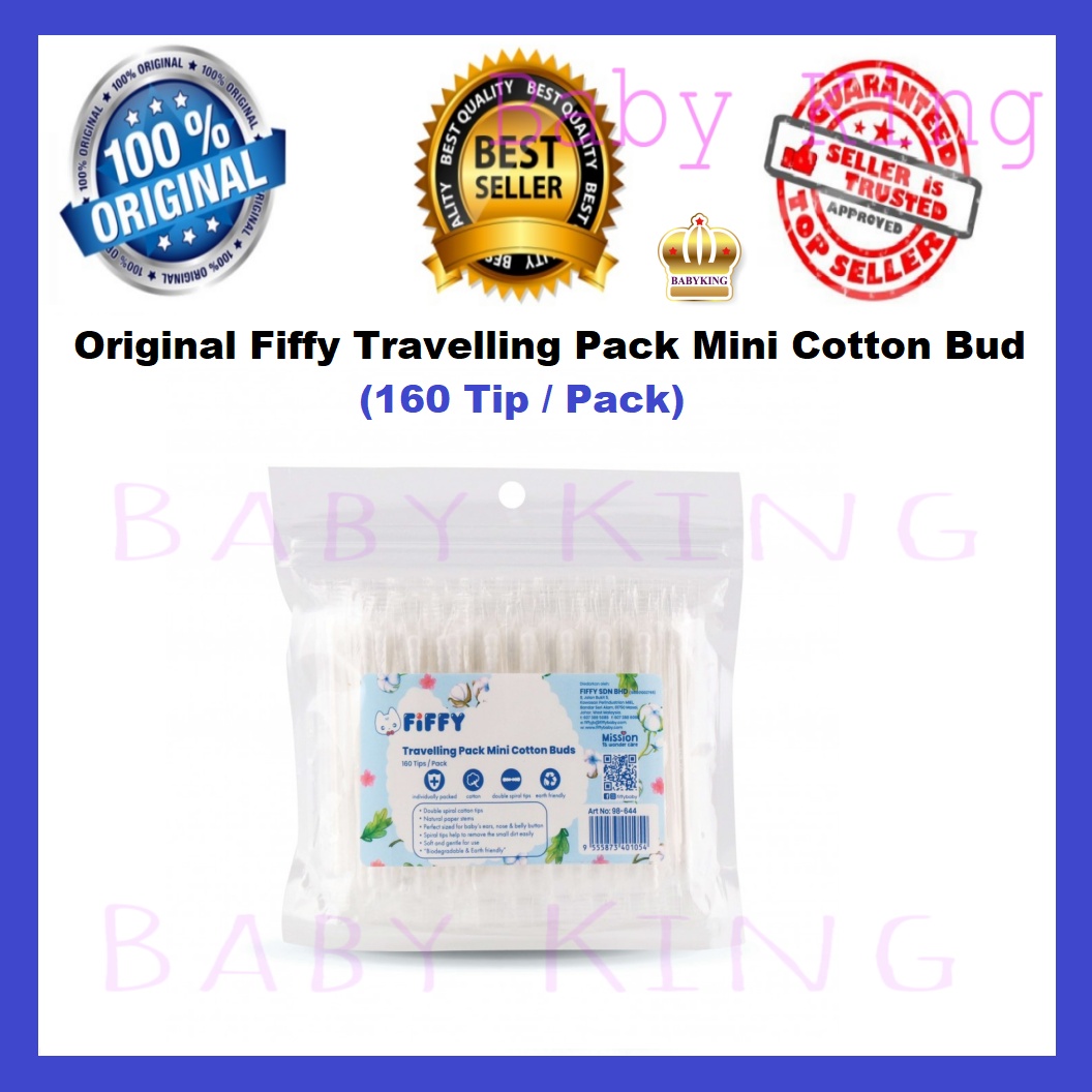 Original Fiffy Travelling Pack Mini Cotton Bud Buds Cotton Swab Swabs (160 Tips)