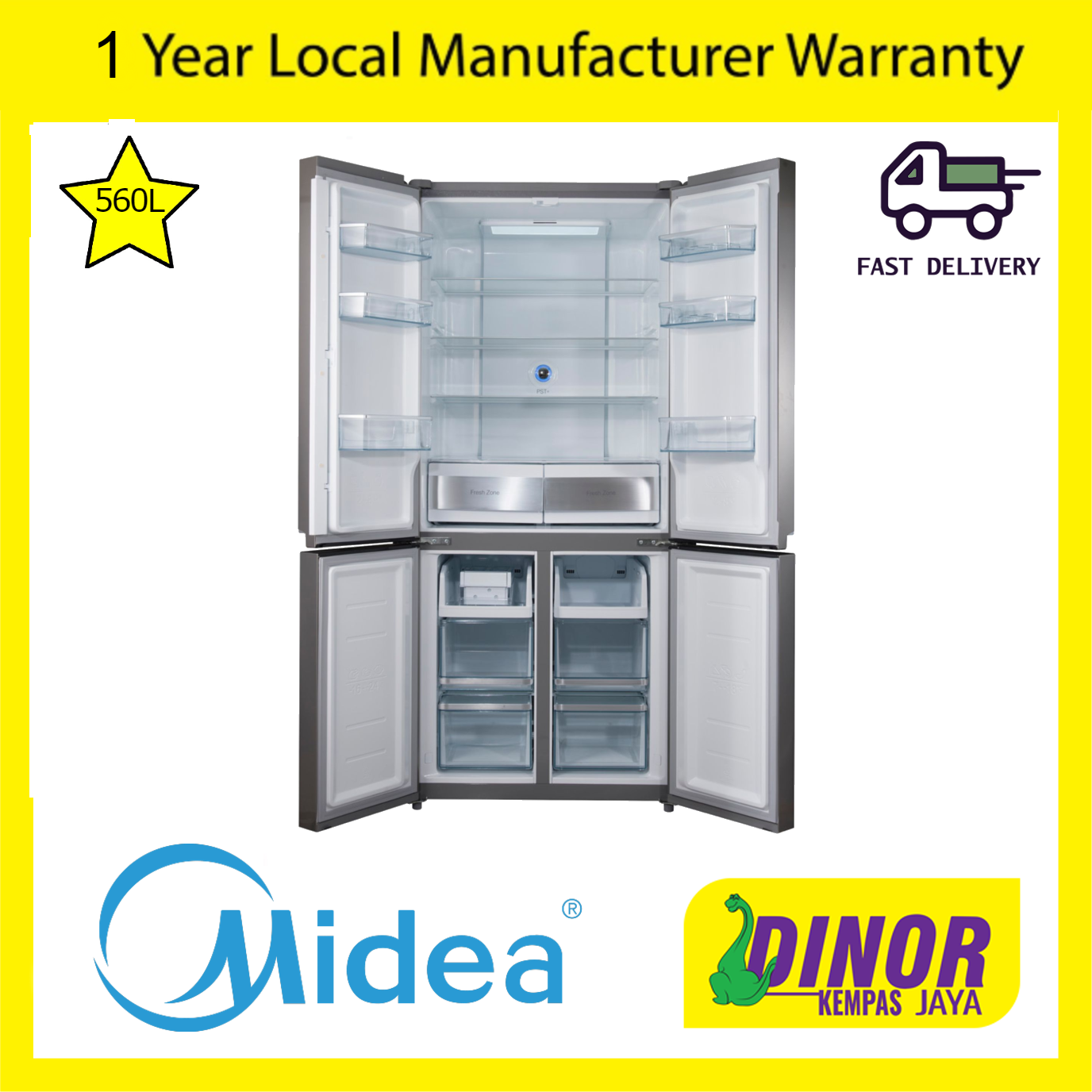 Midea 560L 4 Door Refrigerator Inverter Compressor MFT585WEGBI Multi