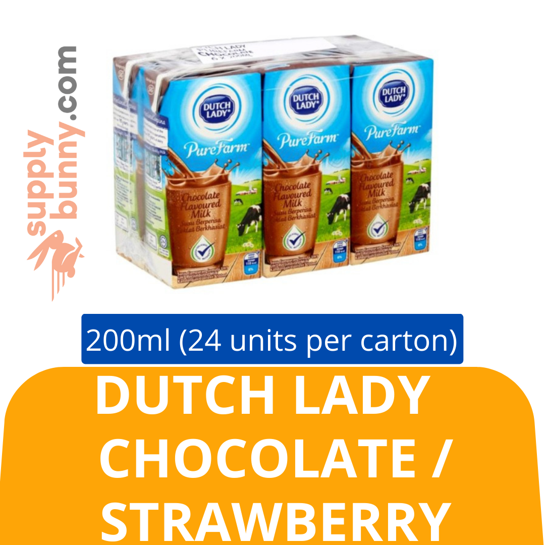 Dutch Lady UHT Chocolate / Strawberry (200ml X 24 packs) (sold per carton) 巧克力牛奶/草莓牛奶 PJ Grocer Dutch Lady Coklat / Strawberi