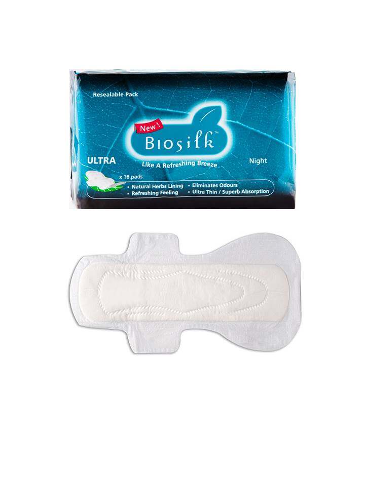 Biosilk Herbal Ultra Nightuse Sanitary Napkins / Pads 29cm 18's