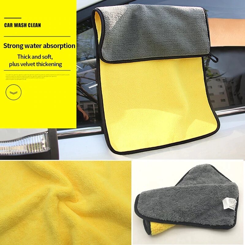 Super Absorbent Microfiber Cleaning Cloth Towel Double Layers Plush Ultra Thick Drying Towel Cloth Car Wash
