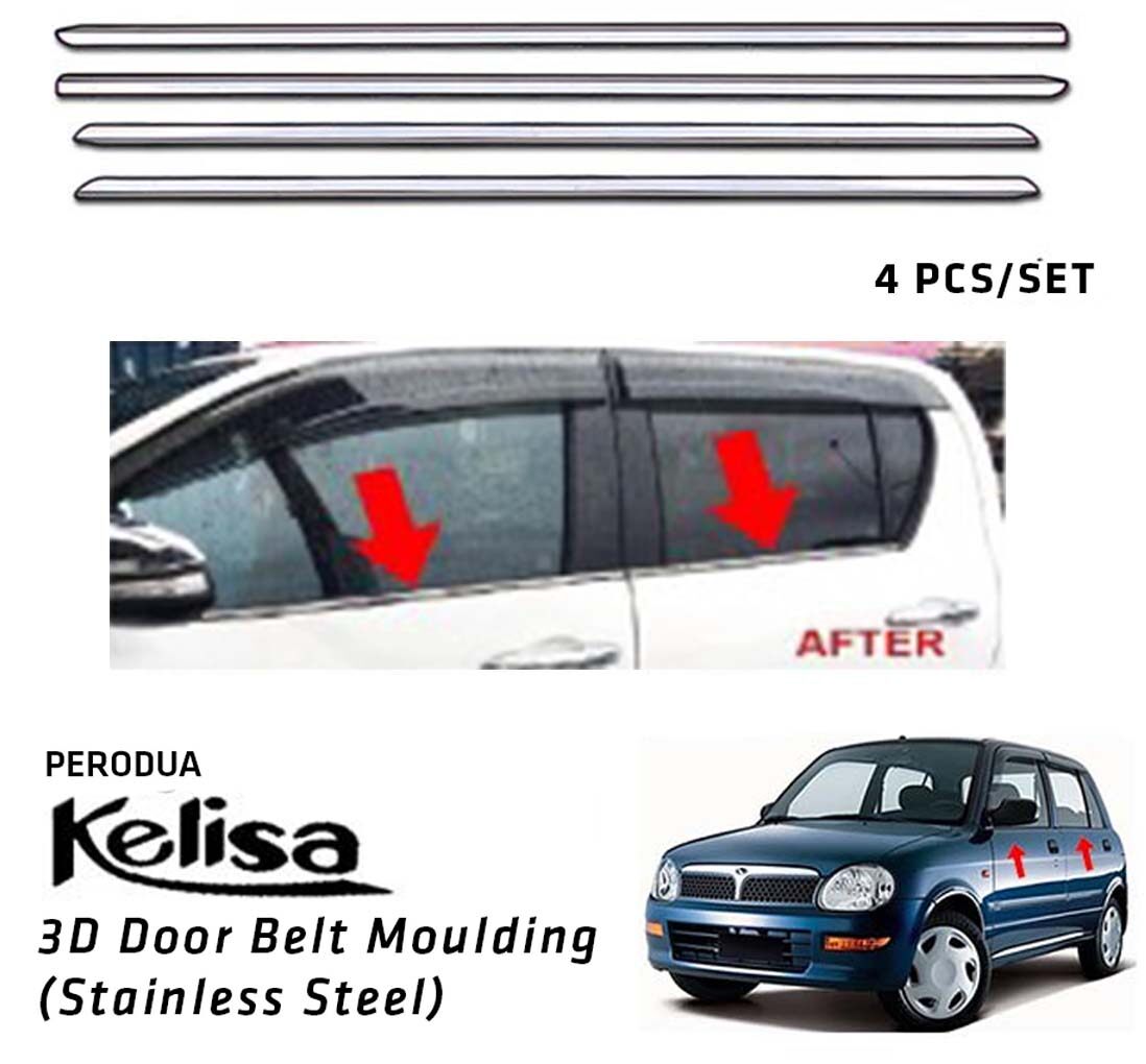 Perodua Kelisa Window Trim Chrome Lining / Door Belt Moulding (4pcs)