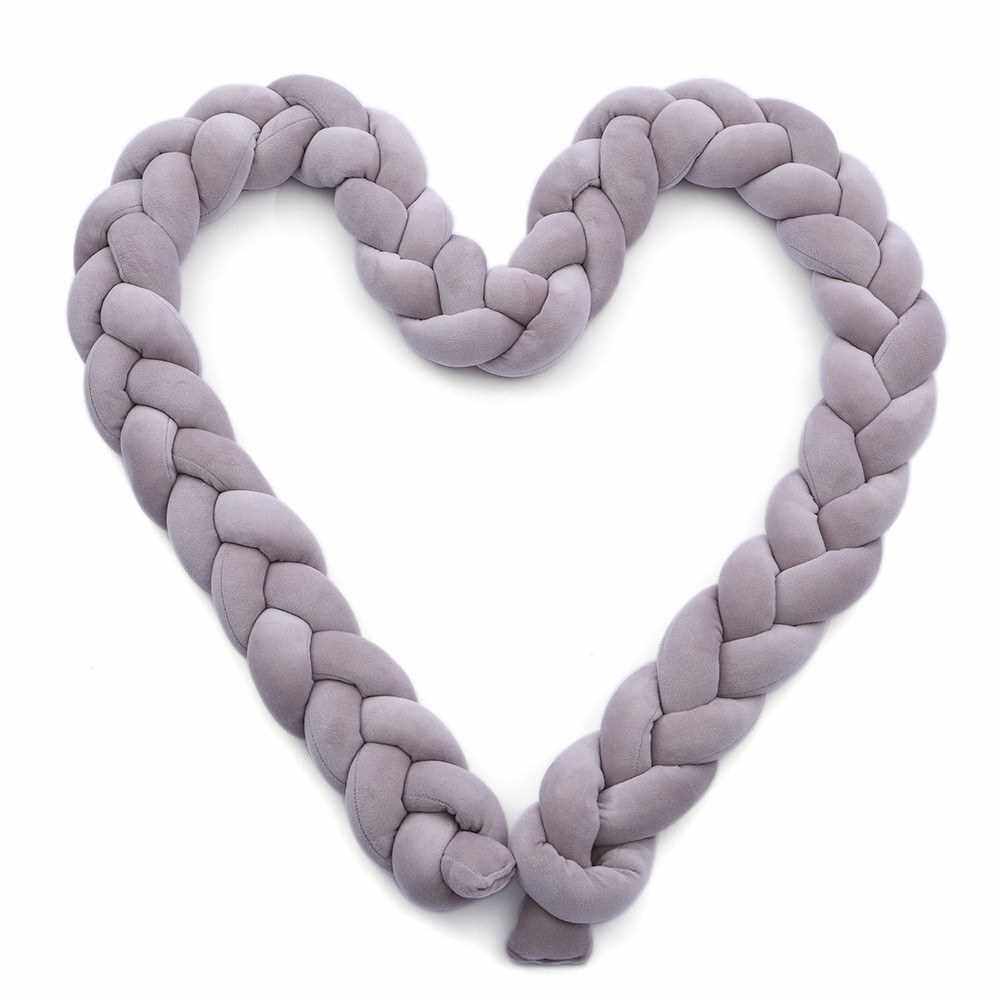 Baby Crib Bumper Knotted Braided Bumper Handmade Soft Knot Pillow Pad Cushion Nursery Cradle Decor Baby Gift Crib Protector Cotton 1 Meter(39.4 Inch) - 3 Strands Grey (Grey)