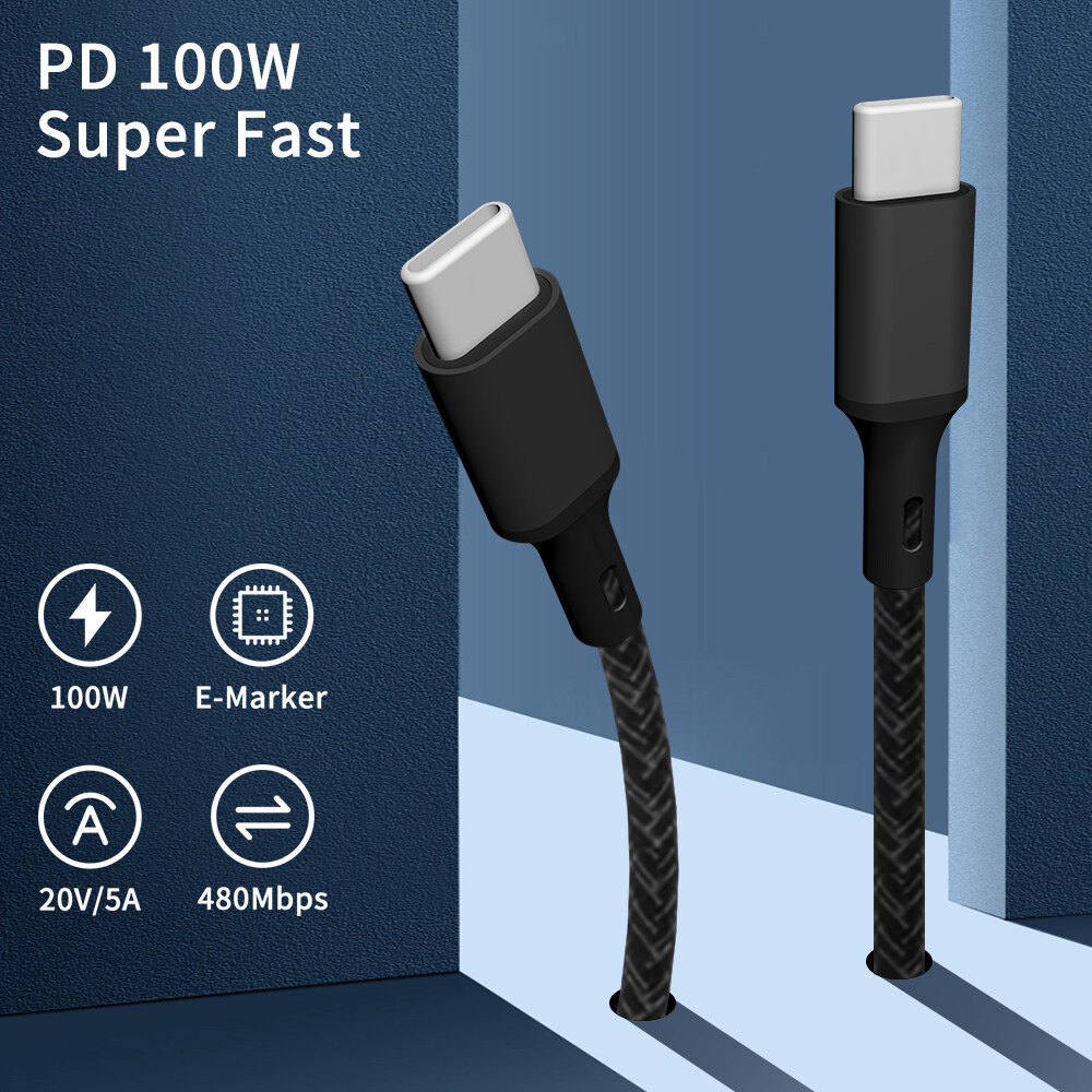 Cavo USB C digitale tipo C Kabel da 5A a ricarica rapida in nylon da 100 W per iPhone 15 Pro Max MacBook Air/Pro iPad Air/Mini Galaxy S22/S23_voghion.com