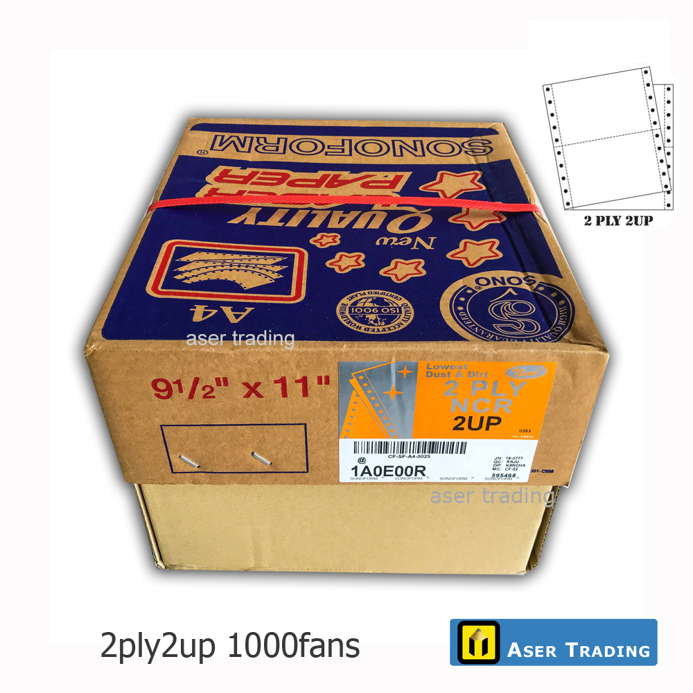 SONOFORM COMPUTER FORM PAPER - 2PLY 2UP NCR (1000FANS)