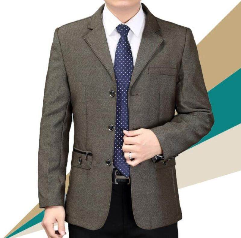 Tengah-Tengah Berumur Sut Lelaki Blazer Perniagaan Shawl Musim Luruh Shawl Musim Luruh Shawl Musim Luruh Mỏng Phù Hợp Với Kot Mens Bapa Jaket