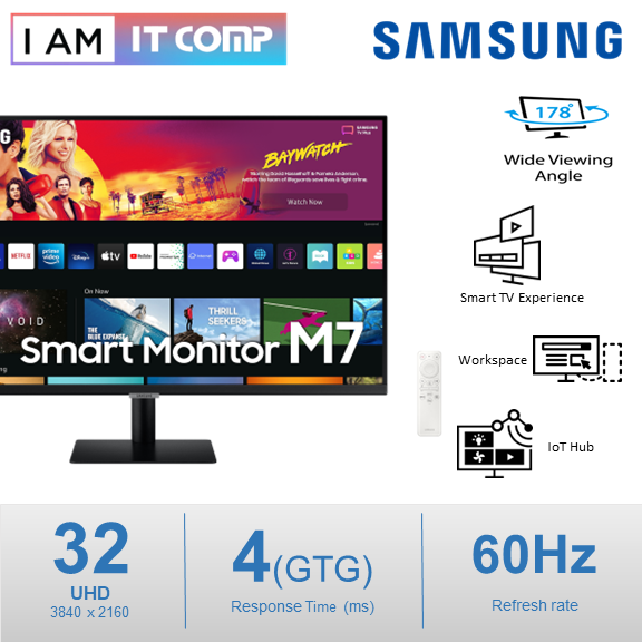 SAMSUNG M7 32" LS32BM700UEXXS (3840X2160) VA panel , Flat , 4MS , 60Hz , 300cd/, Smart TV Experience