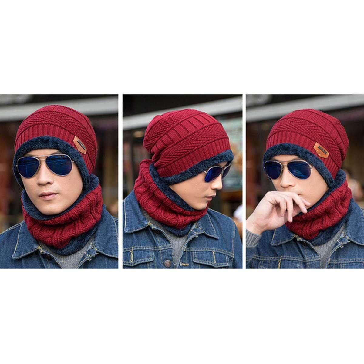 (HAT + SCARF) WJS 2pcs 2 pcs 100 Cotton Winter Hat And Scarf Knit Hat and Neck Warmer Scarf Set