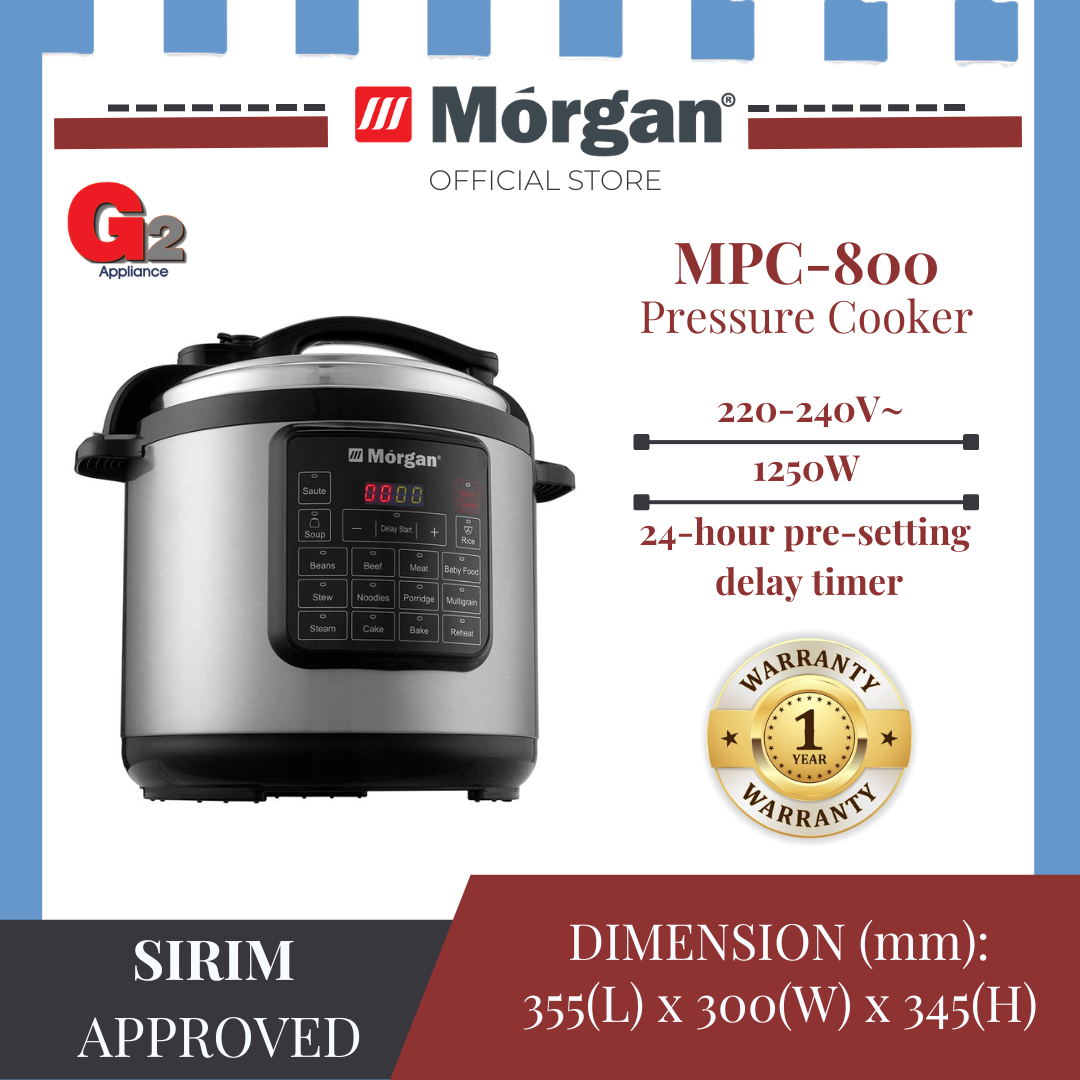 MORGAN MPC-800 (READY STOCK) ELECTRIC PRESSURE COOKER 8L-MORGAN WARRANTY MALAYSIA