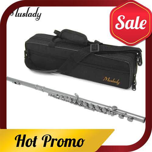 Muslady FL-200S Closed Hole C Flute 16 Keys Cupronickel Silver-plated Wind Instrument with Carry Cas