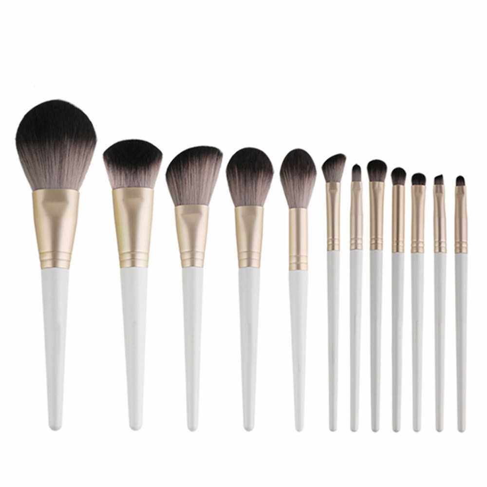 12PCS Makeup Brushes Kit Premium Synthetic Foundation Powder Concealers Eye Shadows Makeup Brushes (White)
