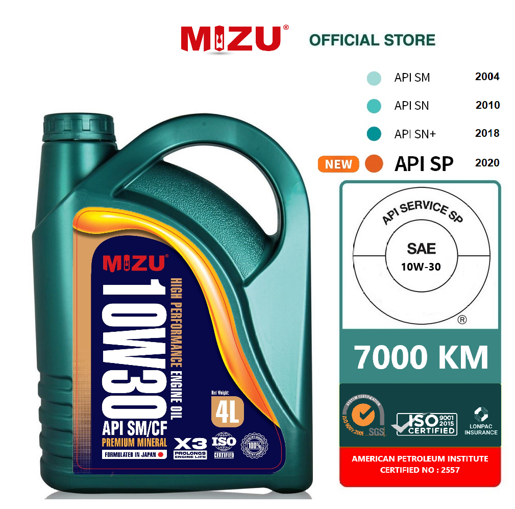 MIZU (NEW) 10W30 Semi Synthetic Engine Oil 2022 API SP Perodua Proton Toyota Honda Nissan Mazda Ford BMW (4L)