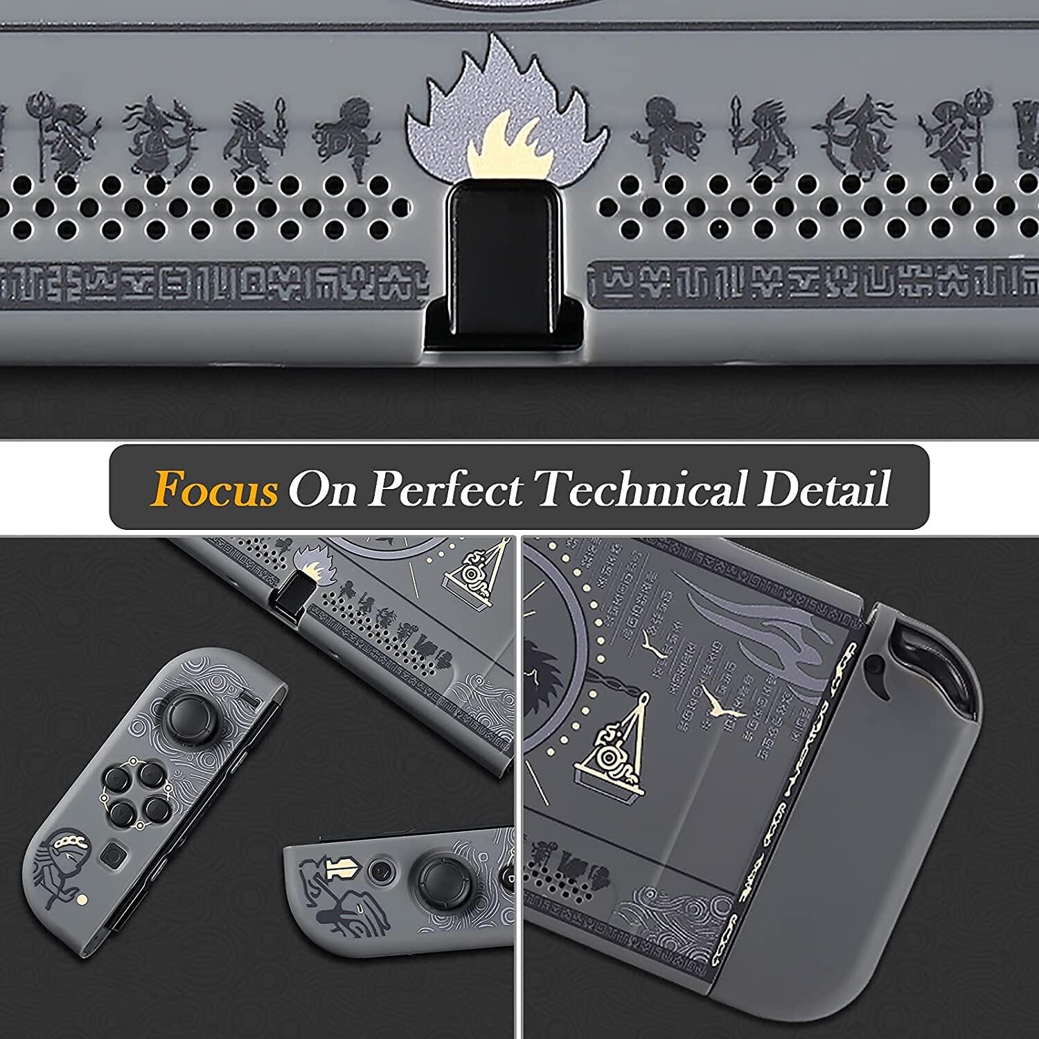 Zelda Design Hard Shell Case Handheld Grip for Nintendo Switch OLED / Switch V2 Console and Joy-Con Controllers