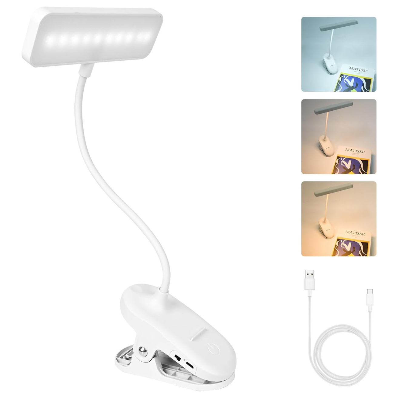🐻DAILY2U🐻 Clip Wireless Desk Lamp Rechargeable Eye-Caring 3 Brightness Adjustable Touch Switch Rechargeable & USB Plug LED Reading Desk Lamp Table Light For Study Soft Light 夹式台灯
