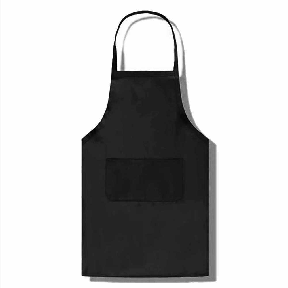 Apron Pure Color Kitchen Apron Big Pocket Adult Apron Kitchen Accessories 1pcs (Black)