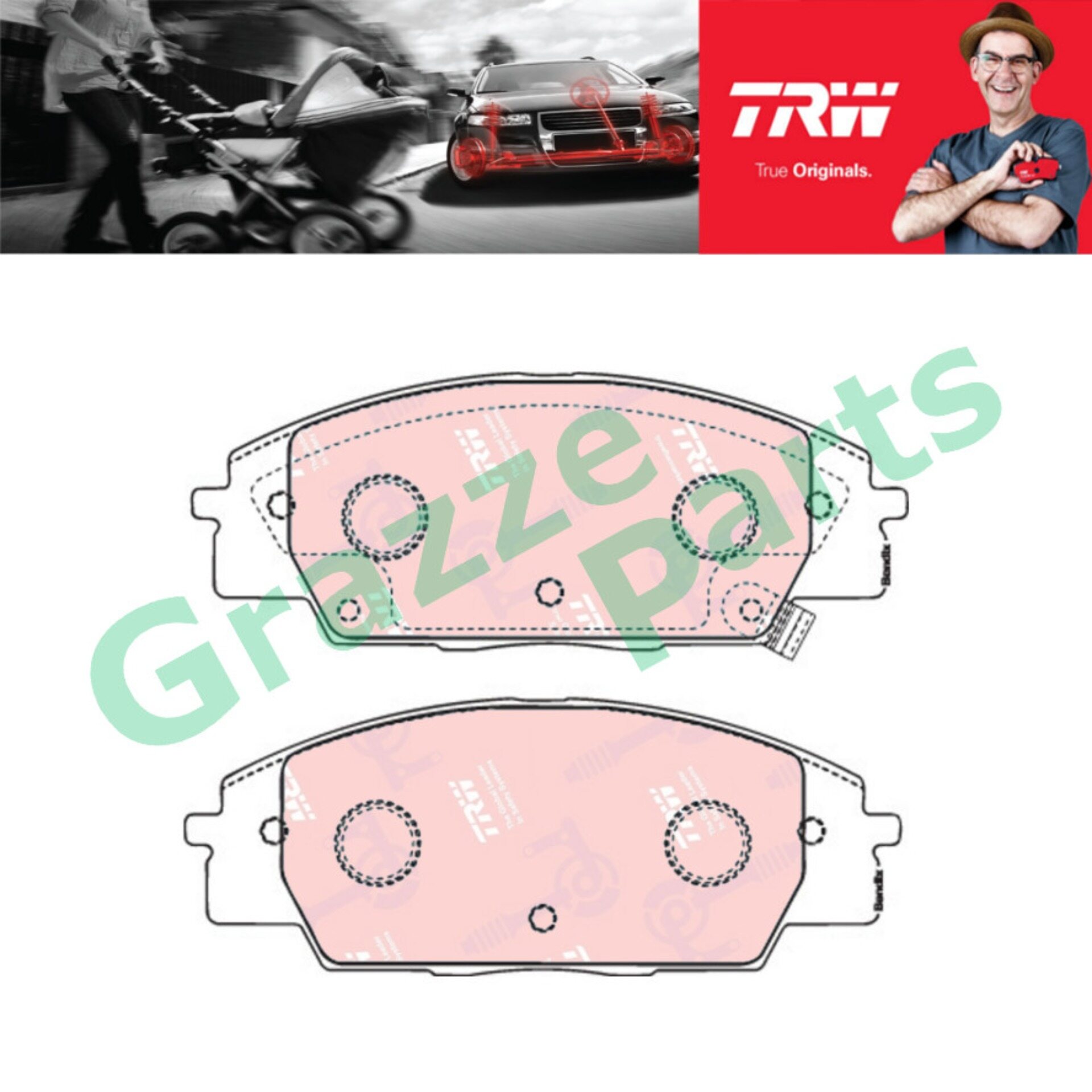 TRW Brake Pad Front for GDB3250 - Honda Civic 2006 - 2009 FN FK Type R
