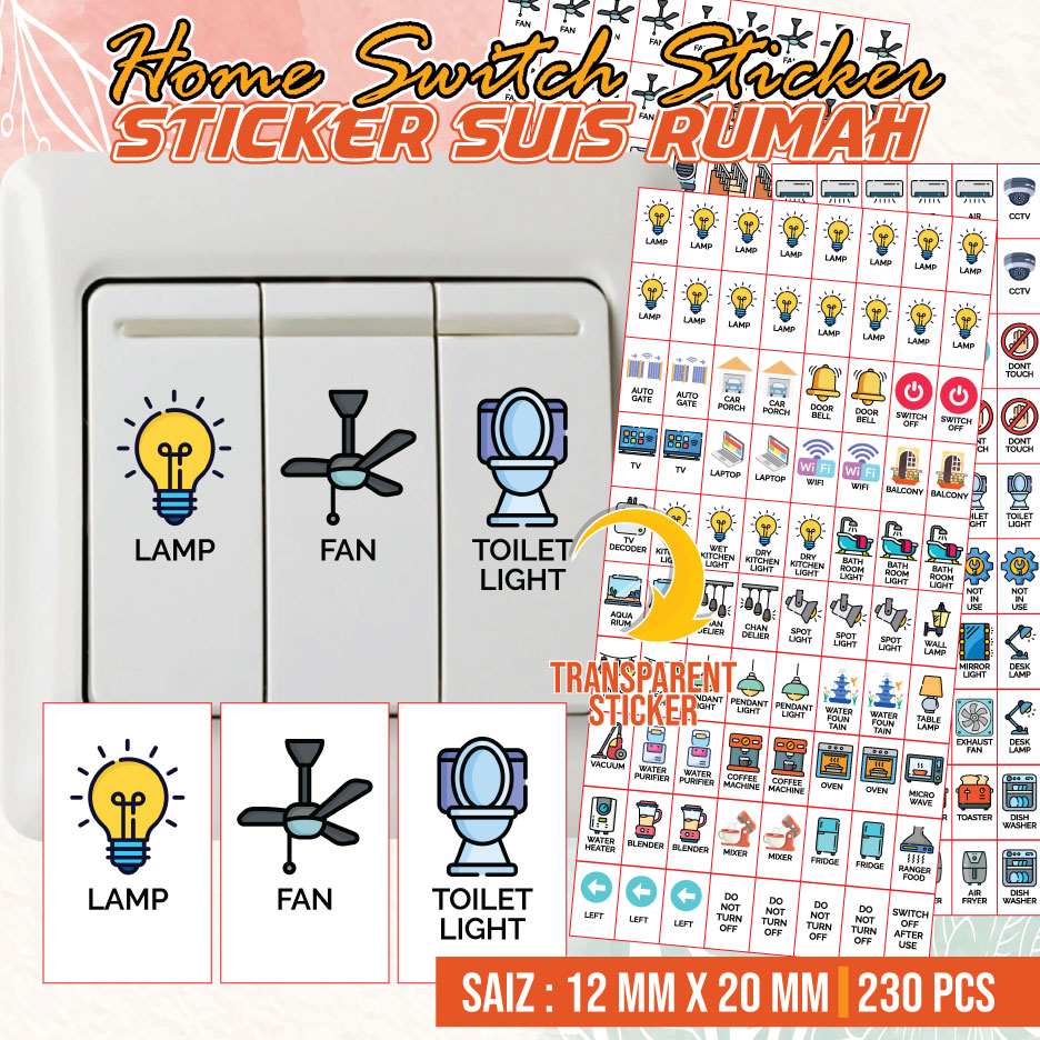 Sticker Switch Label (230pcs) Colour Wall Switch Panel