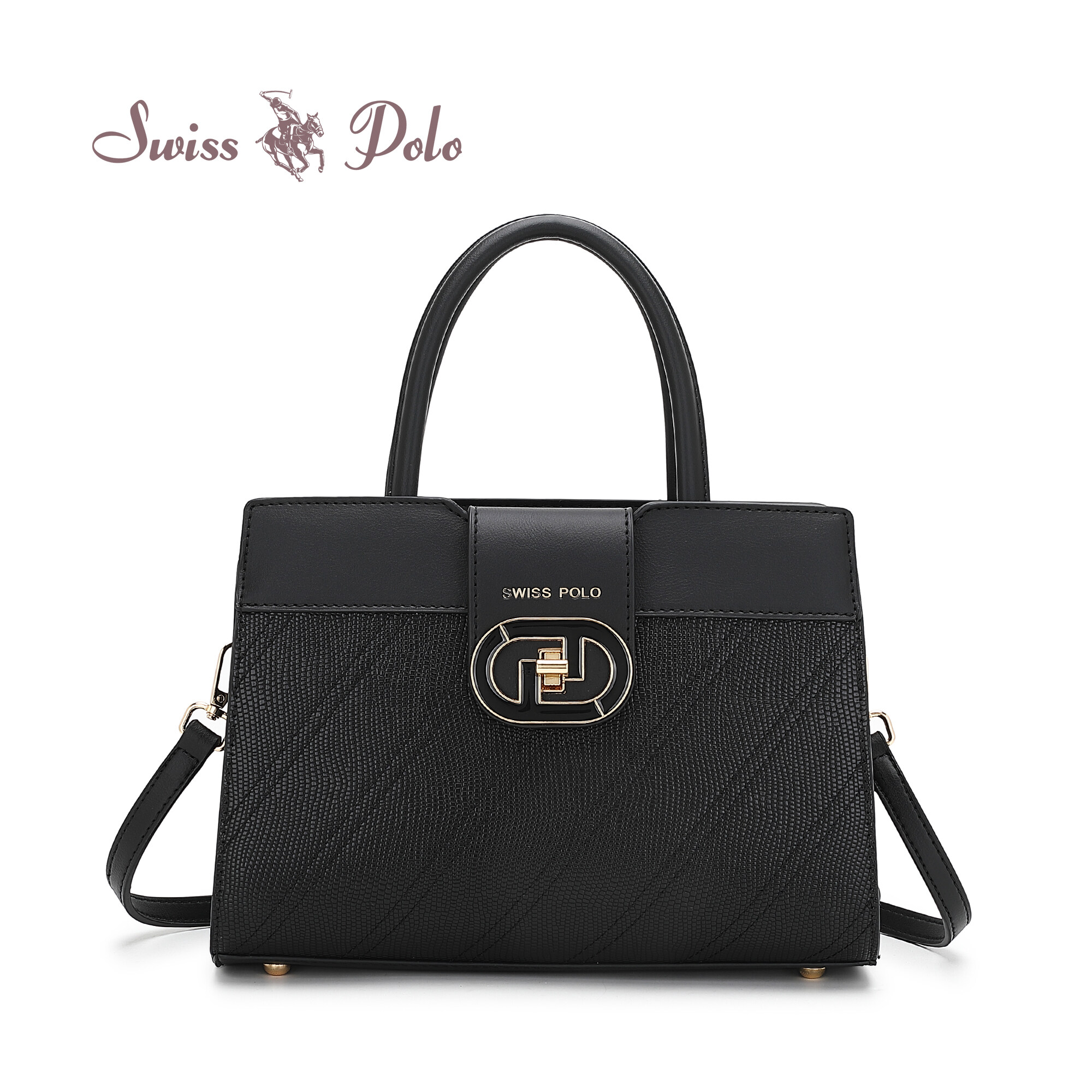 SWISS POLO Ladies Top Handle Sling Bag HKH 3898-1 BLACK