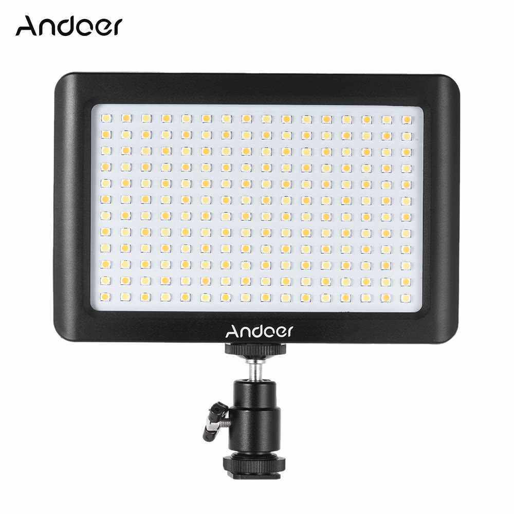 Andoer Mini Portable Dimmable Studio Video Photography LED Light Panel Lamp 3200K/6000K 192pcs Beads for Canon Nikon DSLR Camera DV Camcorder (Black)