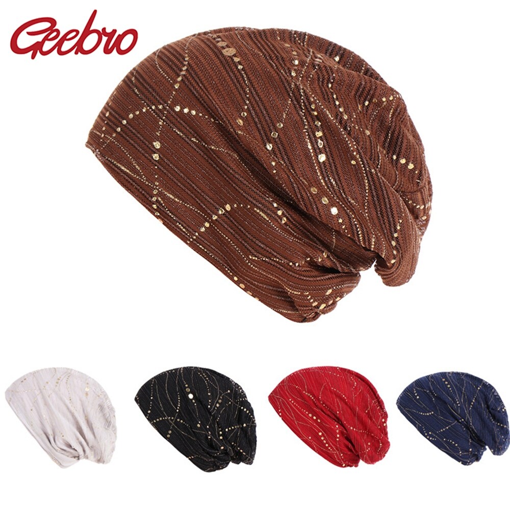[Hana Clothing Store] Geebro 2019 Newest Women 39;s Beanie Hat Chemo Hats Cotton DIY All matched Turban Casual Women 39;s Skullies Bonnet beanie Hat