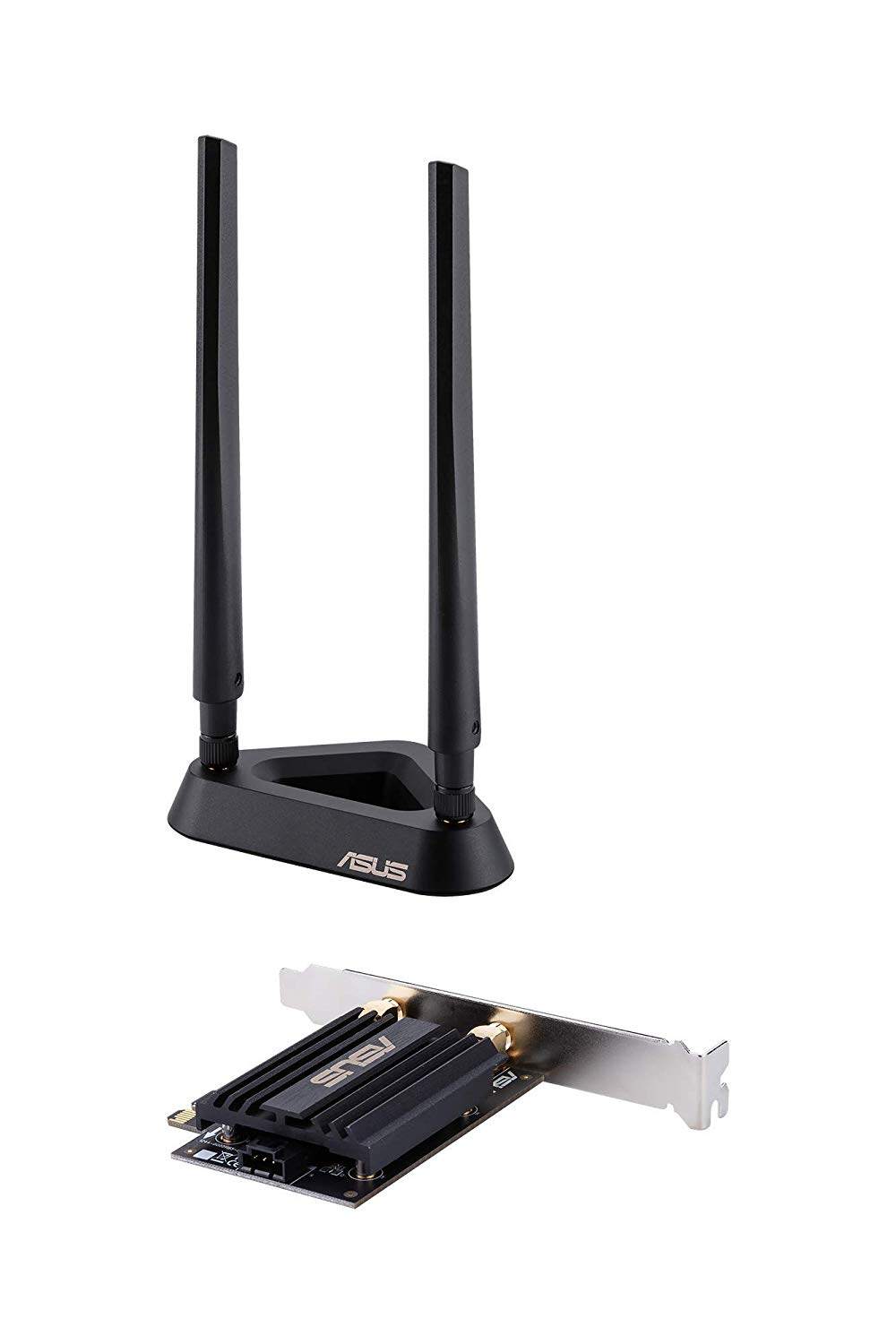 Asus AX3000 Dual Band PCI-E WiFi 6 (802.11ax) Adapter (PCE-AX58BT), 2 external antennas. Supporting 160MHz, Bluetooth 5.0, WPA3 network security, OFDMA, MU-MIMO