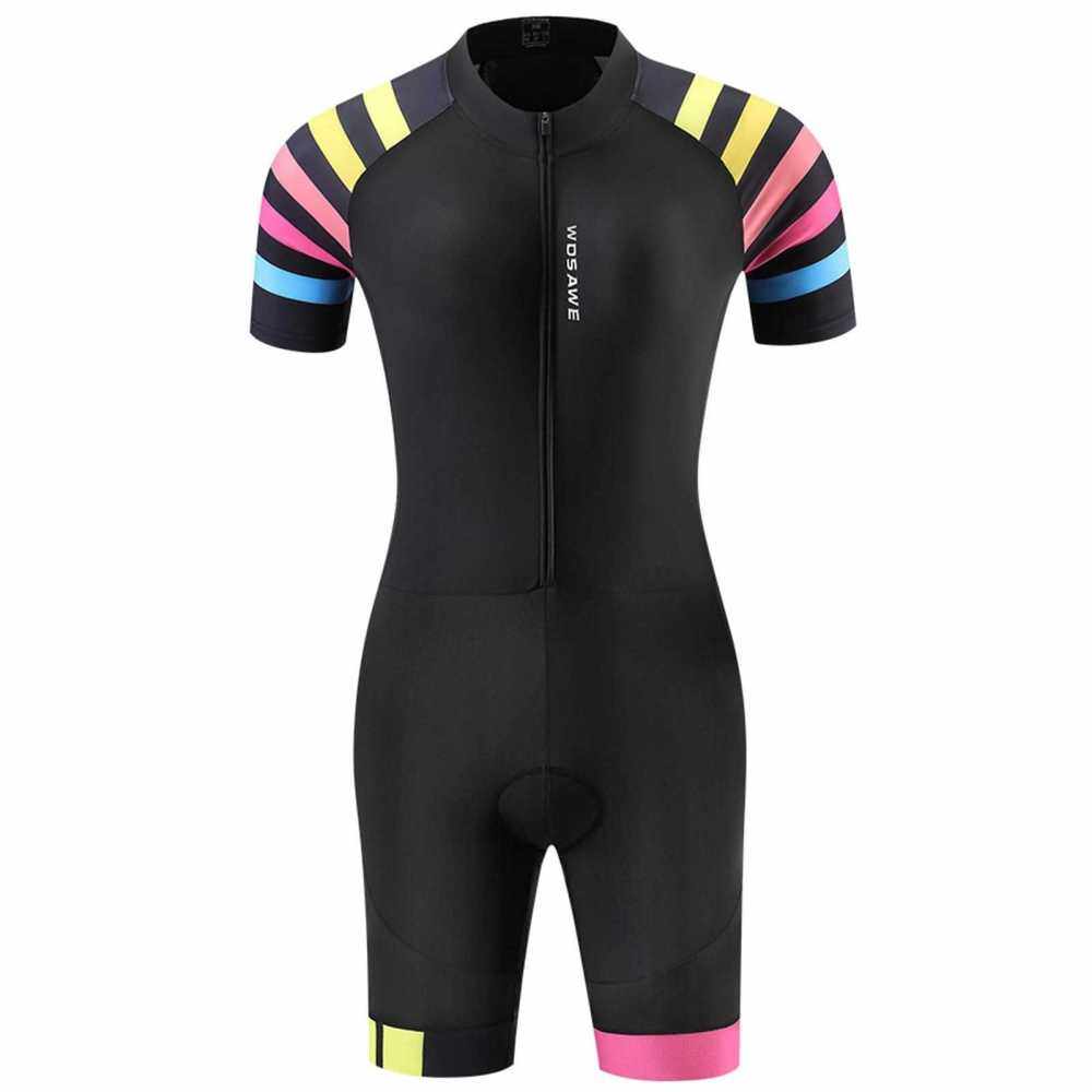 Women Triathlon Suit Short Sleeve Cycling Jersey Set MTB Bike Bicycle Clothing Jumpsuit (S)