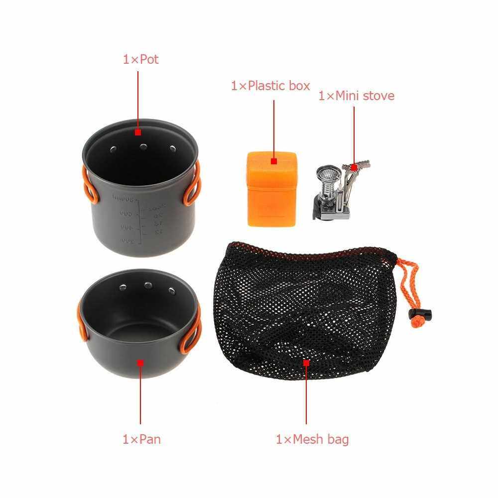 TOMSHOO Mini Camping Stove Cooking Pot Foldable Spoon Fork Cutter Cookware Set for Outdoor Camping Hiking Backpacking Picnic (Standard)