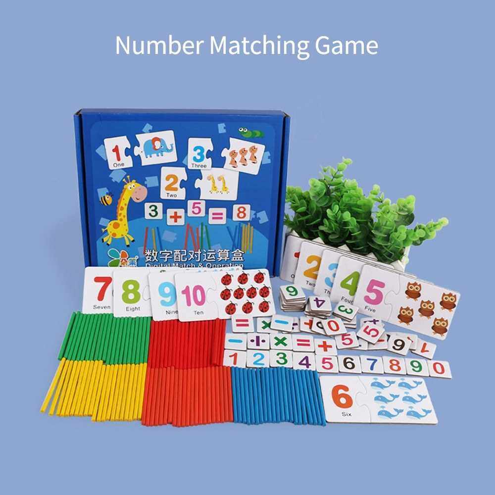 Wooden Number Matching Puzzle Arithmetic Stick Counting Sticks ...