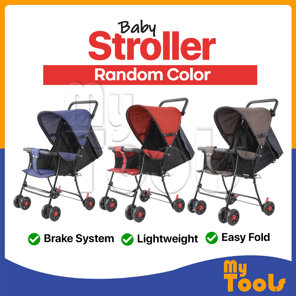 [Clearance Stock] Mytools Easy Fold Light Weight Baby Stroller With Brake System Prams 360° Wheel (Random Color)