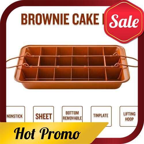 Nonstick Cake Pan Removable Bottom Bakeware Square Grid Cake Baking Tray Non-stick Quick Release Coating Baking Brownie Mould (Standard)