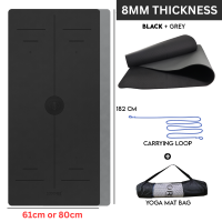 TPE Yoga Mat Anti-Slip Dual Layer with Alignment Guide 8mm / 6mm