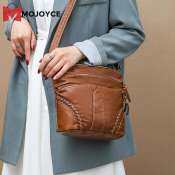 Retro Leather Bucket Bag by Mojoyce