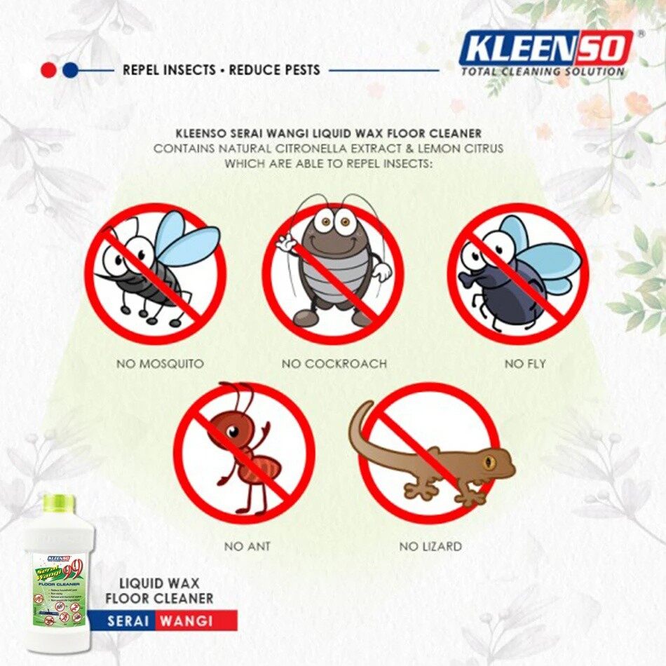 Kleenso Serai Wangi 99 Floor Cleaner (900ML) - Anti-Rat, Anti-Cockroach, Anti-Mosquito, Anti-Fly, Anti-Lizard Natural Pest Repellent Floor Cleaner