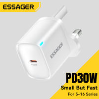 Essager PD30W Type C Charger Fast Charging PD/QC 3.0 Quick Chargers Travel Recharge For iPhone16 15 14-6 Samsung Huawei Xiaomi iPad AirPods Tablet Earphone Fan Switch Type-C PD30W Mini Fast Charge Travel Chargers