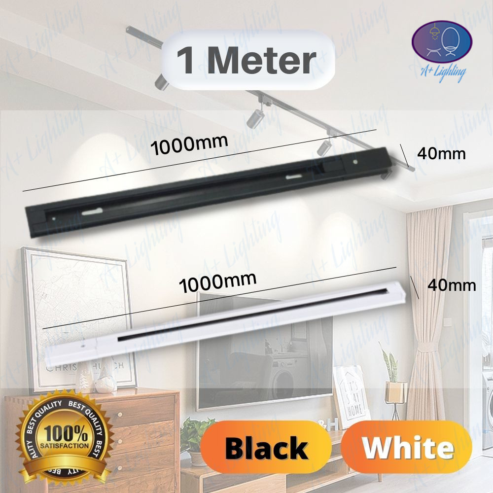 1 METER / 1.5 METER / 2 METER TRACK BAR RAIL TRACK LED TRACK LIGHT SPOTLIGHT CEILING LIGHT LAMPU SILING [BLACK / WHITE]